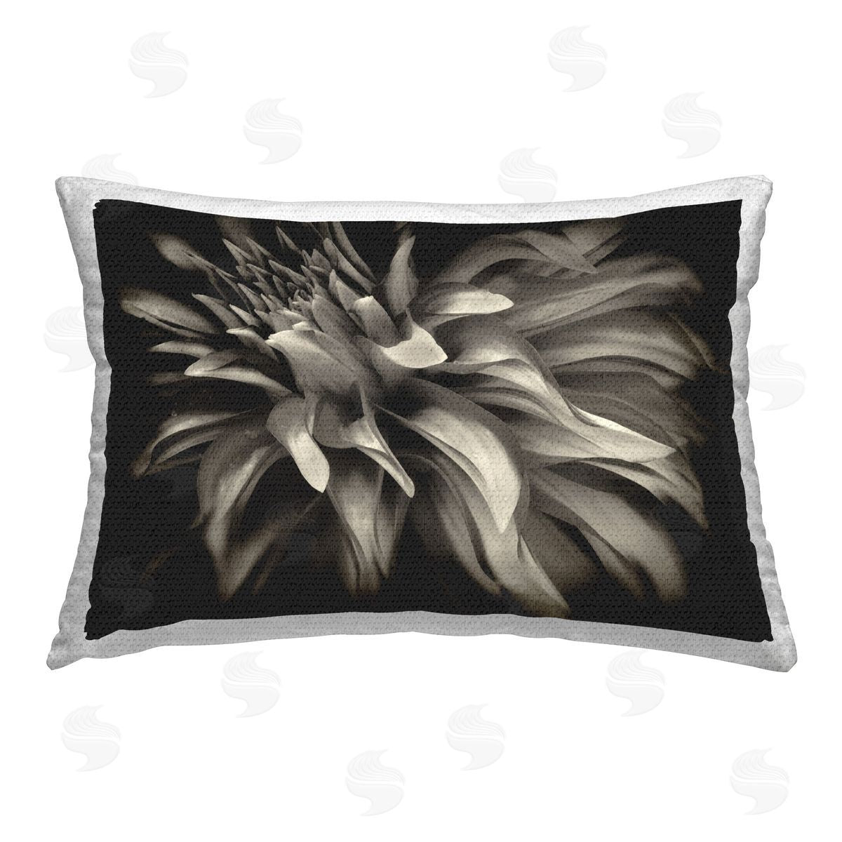 Dennis Frates Dark Curling Chrysanthemum Outdoor Quick-Dry Polyester Printed Throw Pillow