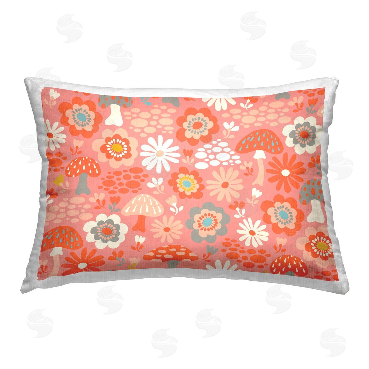Carrie Cantwell Groovy Mushrooms Pattern Printed Plush Polyester Throw Pillow