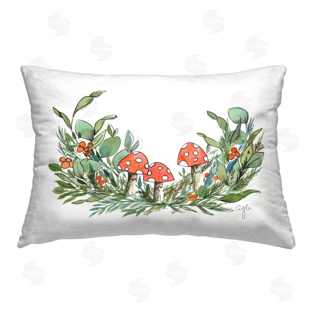 Alexandria Gilbert Kincaid Mushrooms & Vine Printed Plush Polyester Throw Pillow