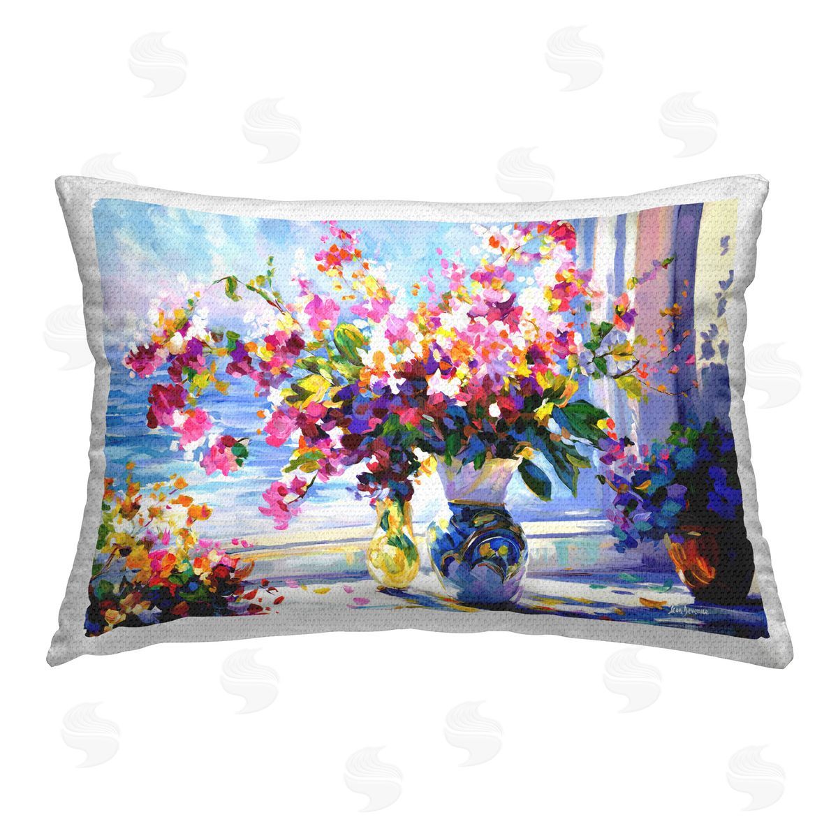 Leon Devenice Morning Sun Blooms Outdoor Quick-Dry Polyester Printed Throw Pillow
