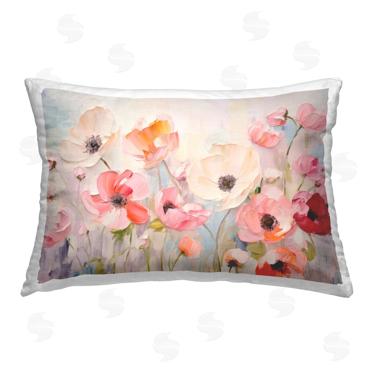Petal Prints Design Pastel Ranunculus Blooms Printed Plush Polyester Throw Pillow