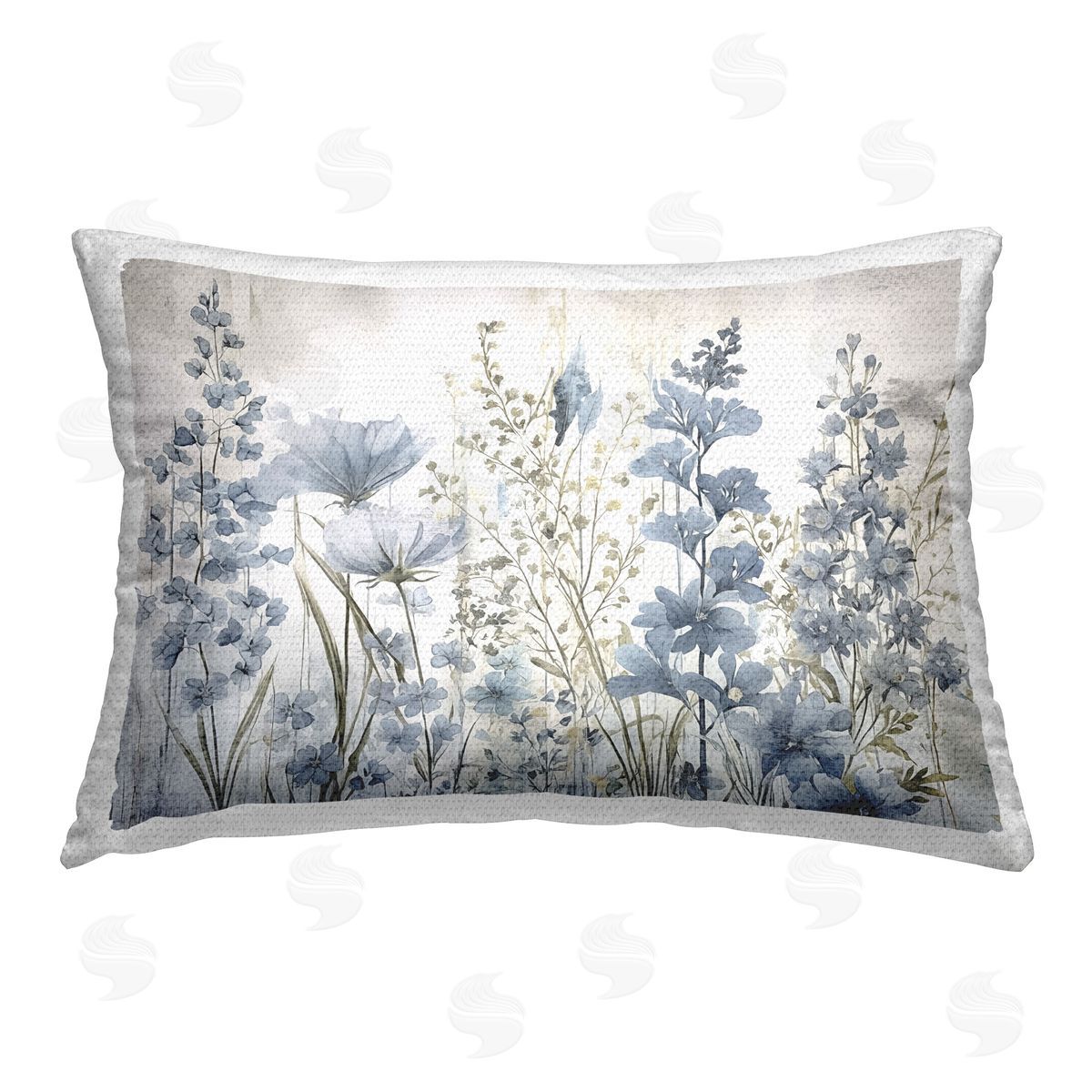 Sasha Blue Nature Blooms Outdoor Quick-Dry Polyester Printed Throw Pillow