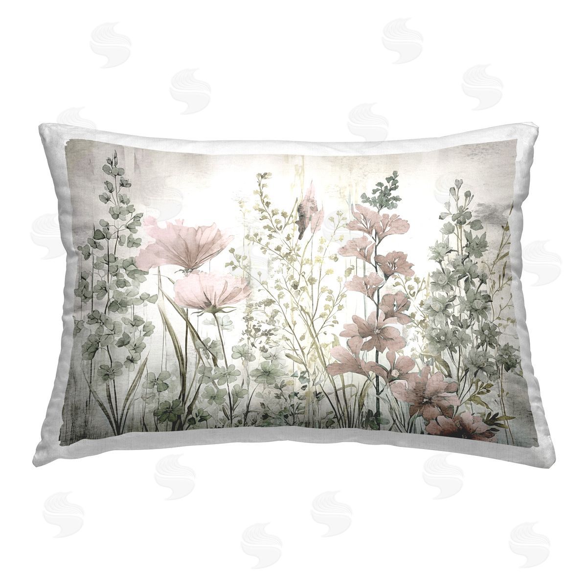Sasha Blush Wildflower Sprigs Printed Plush Polyester Throw Pillow