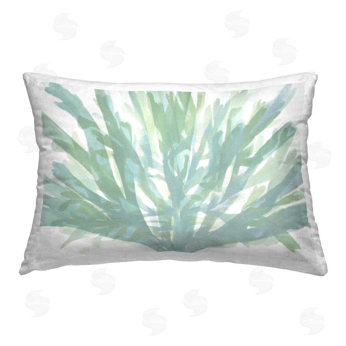 Stellar Design Studio Symmetrical Green Coral Printed Plush Polyester Throw Pillow