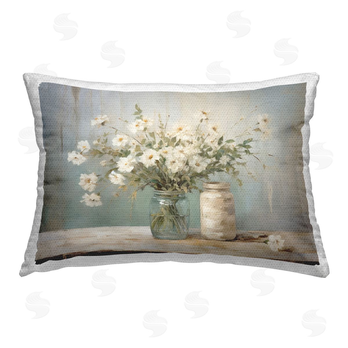 Ramona Murdock Traditional Jar Bouquet Outdoor Quick-Dry Polyester Printed Throw Pillow