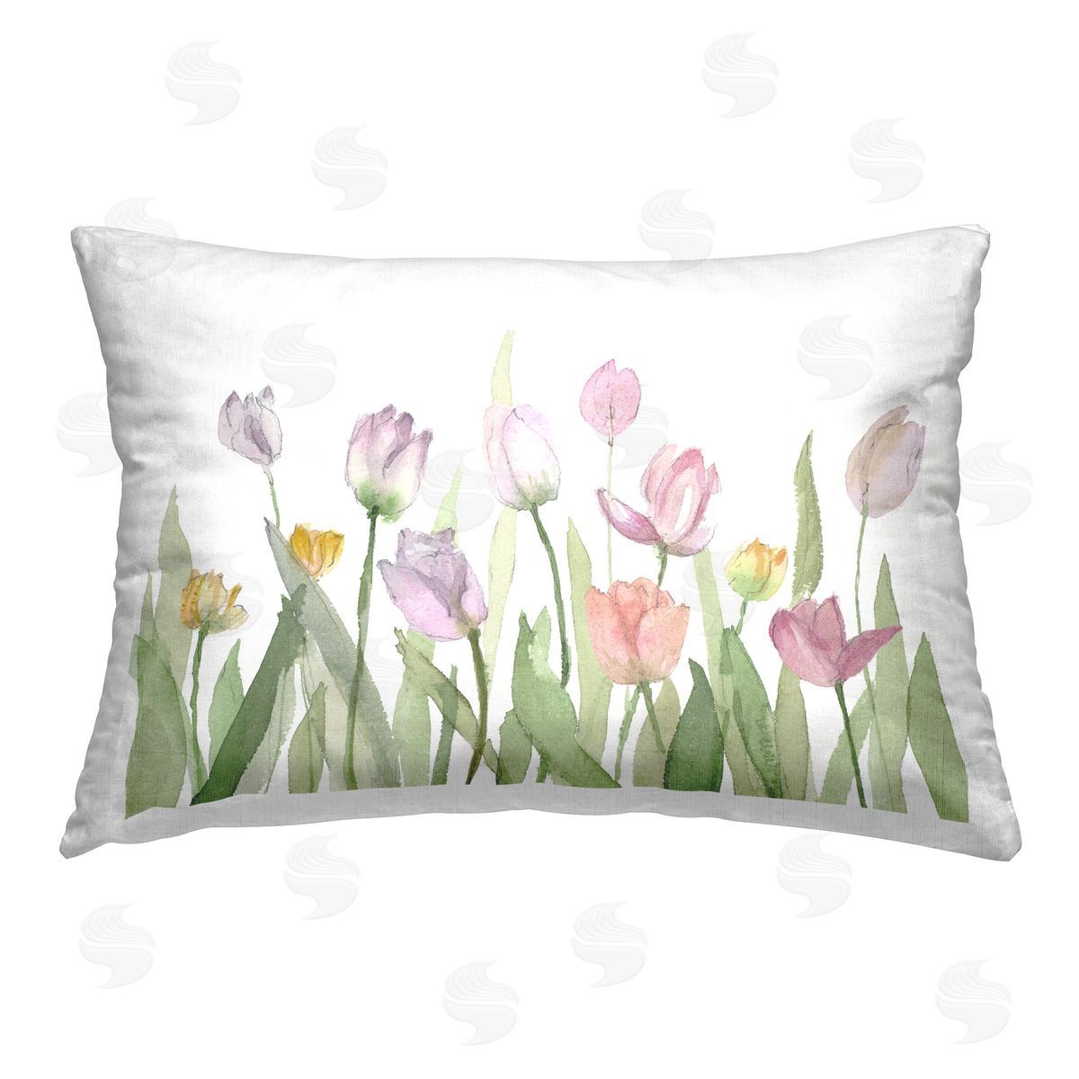Lanie Loreth Soft Pastel Tulips Printed Plush Polyester Throw Pillow