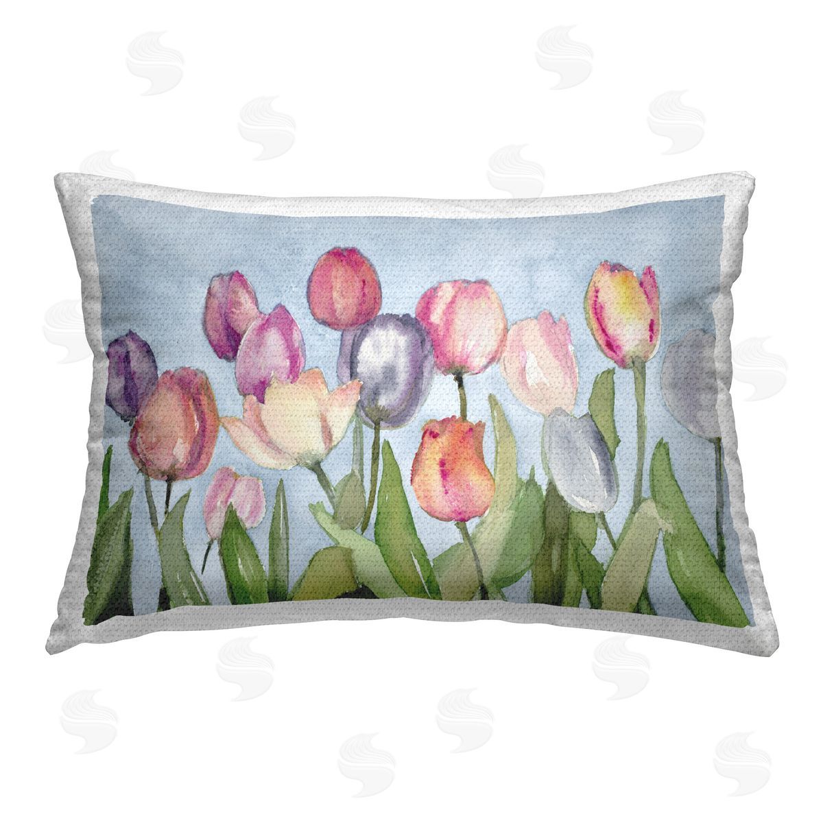 Lanie Loreth Soft Tulip Field Outdoor Quick-Dry Polyester Printed Throw Pillow