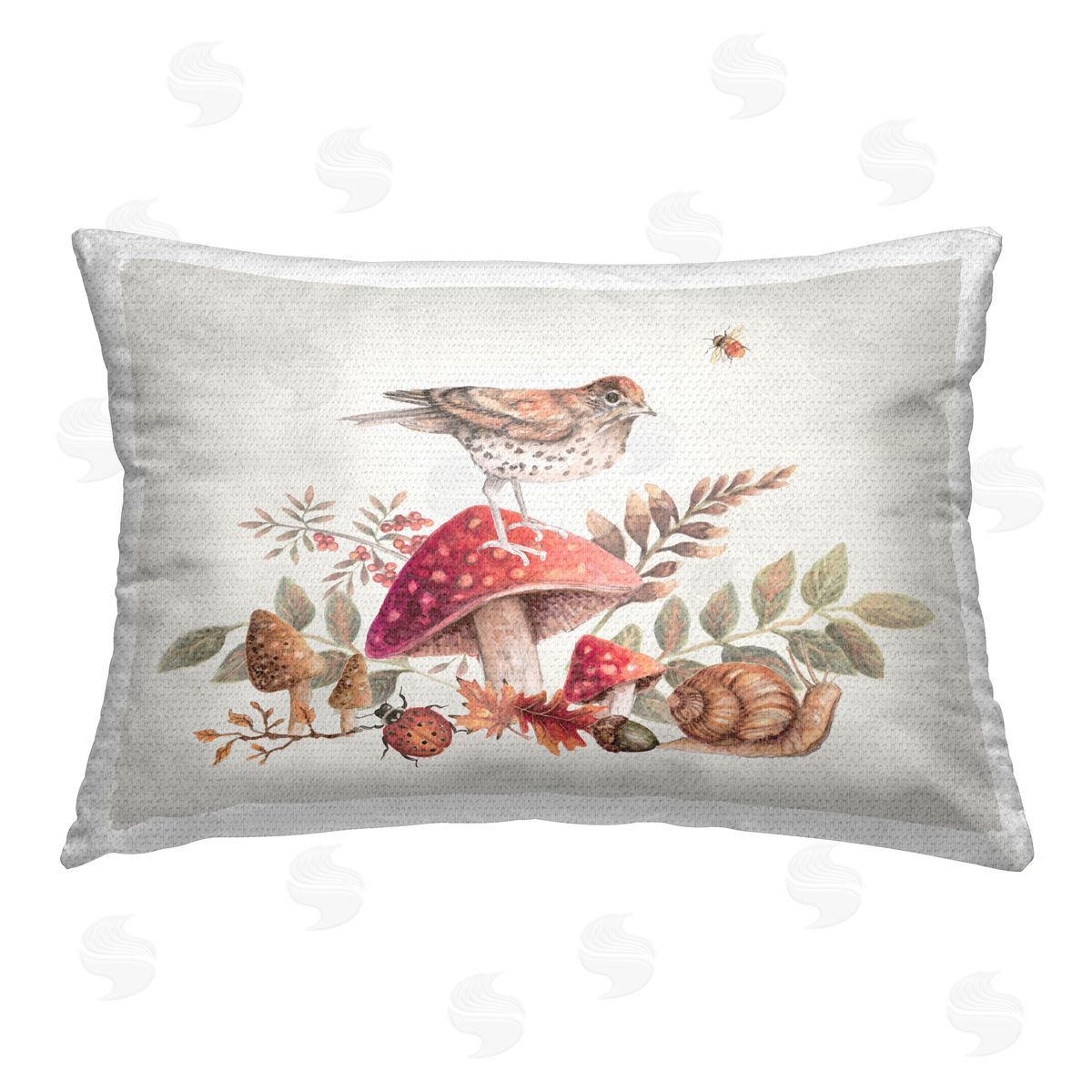 Janice Gaynor Rustic Botanicals & Bird Outdoor Quick-Dry Polyester Printed Throw Pillow