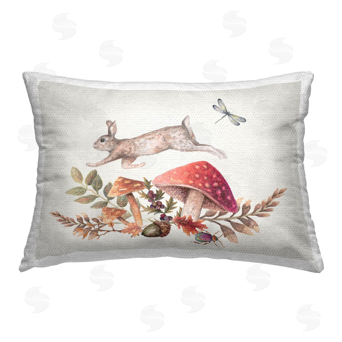 Janice Gaynor Rustic Botanicals & Hare Outdoor Quick-Dry Polyester Printed Throw Pillow