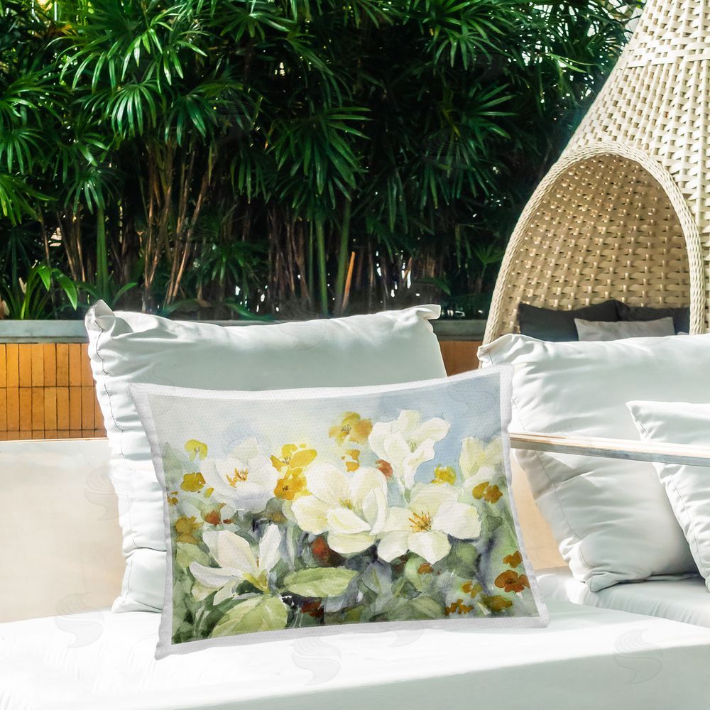 Lanie Loreth Early Spring Meadow Outdoor Quick-Dry Polyester Printed Throw Pillow in Back Yard