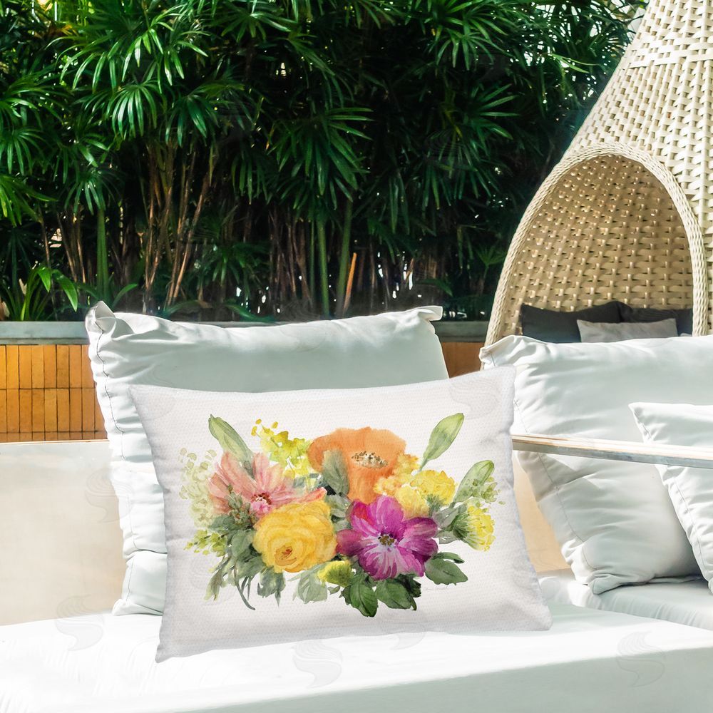 Lanie Loreth Bold Bouquet Beauty Outdoor Quick-Dry Polyester Printed Throw Pillow in Back Yard