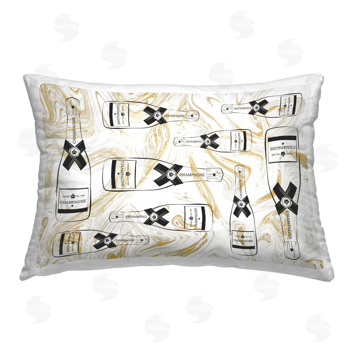 Martina Pavlova Gold Streaked Champagne Printed Plush Polyester Throw Pillow