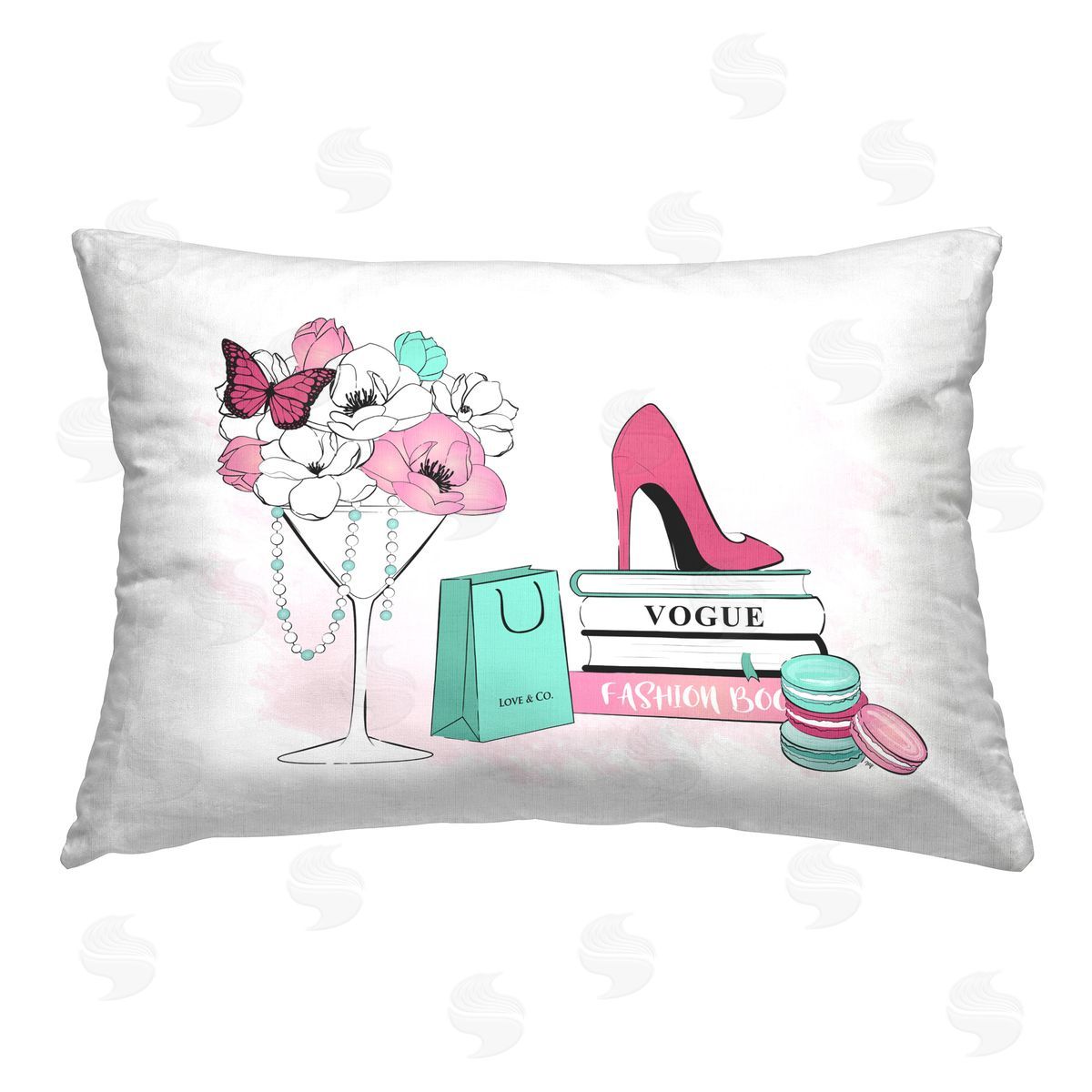 Martina Pavlova Fashion Books Scene Printed Plush Polyester Throw Pillow