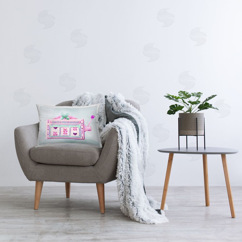 Ziwei Li Pink Pastel Slots Printed Plush Polyester Throw Pillow On Chair