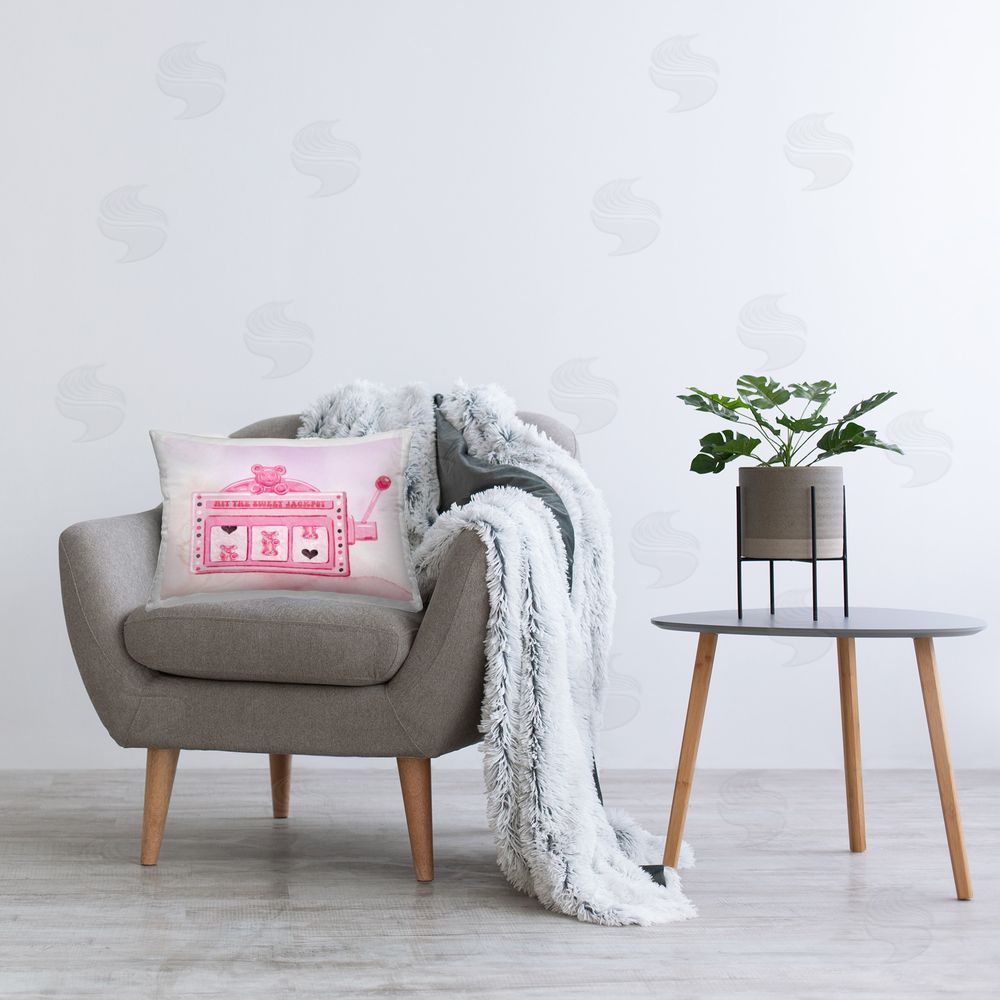 Ziwei Li Pastel Slot Machine Printed Plush Polyester Throw Pillow On Chair