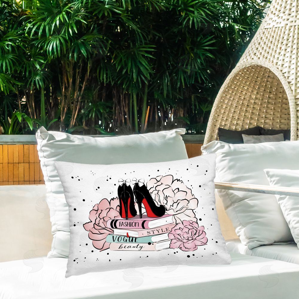 Martina Pavlova Floral Fashion Books Outdoor Quick-Dry Polyester Printed Throw Pillow in Back Yard