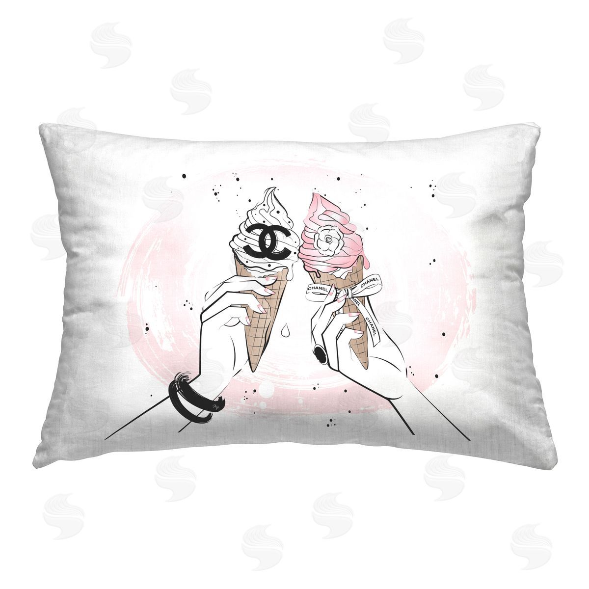 Martina Pavlova Glam Ice Cream Cheers Printed Plush Polyester Throw Pillow