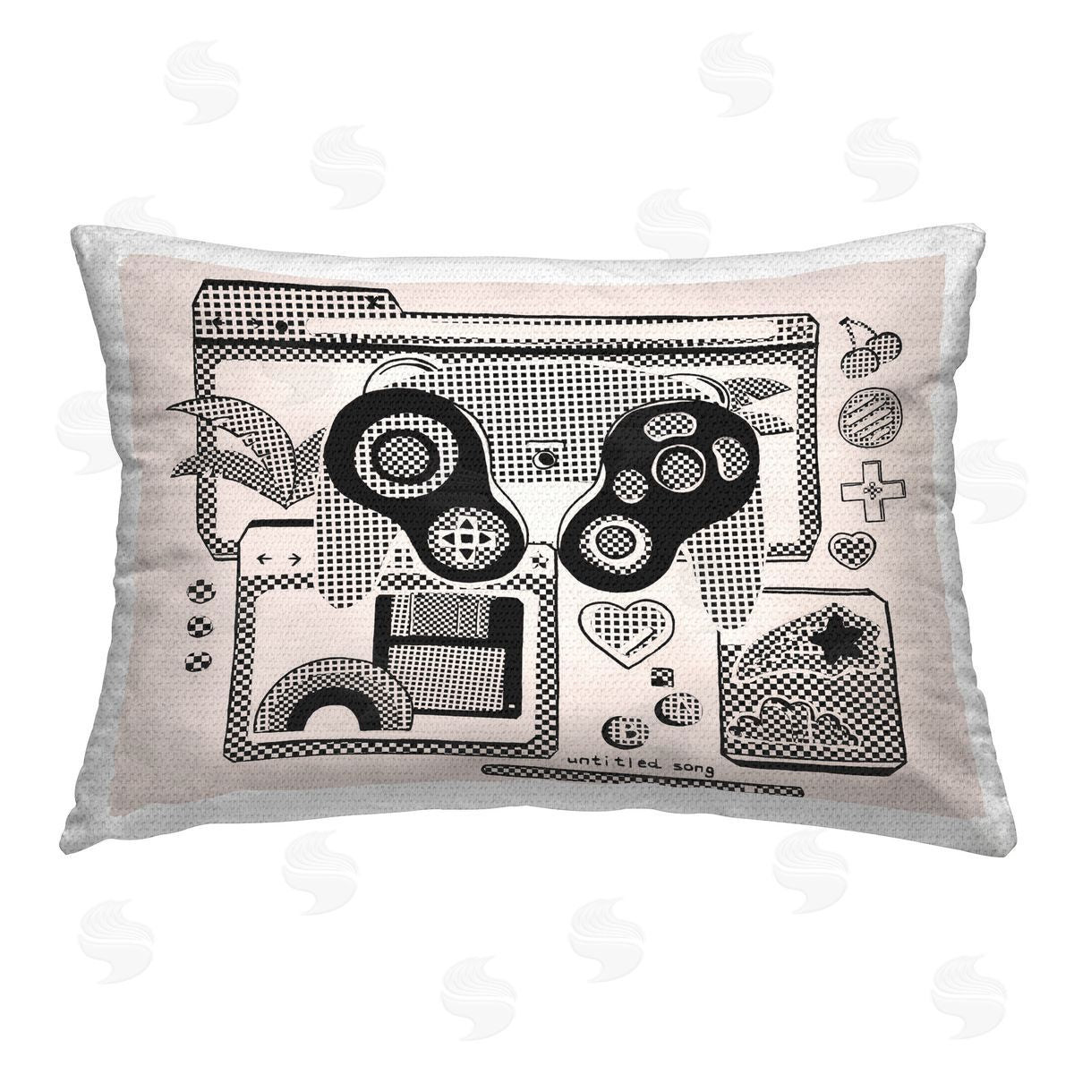 Melissa Wang Retro Pixel Controller Outdoor Quick-Dry Polyester Printed Throw Pillow