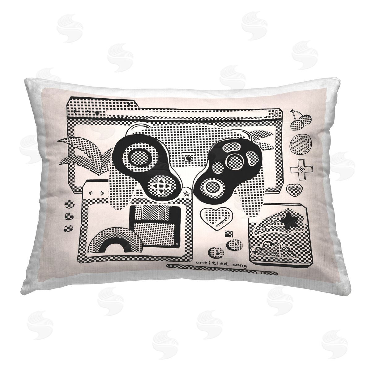 Melissa Wang Retro Pixel Controller Printed Plush Polyester Throw Pillow
