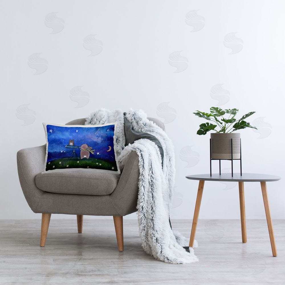 Andrea Doss Star Gazing Bunny Printed Plush Polyester Throw Pillow On Chair