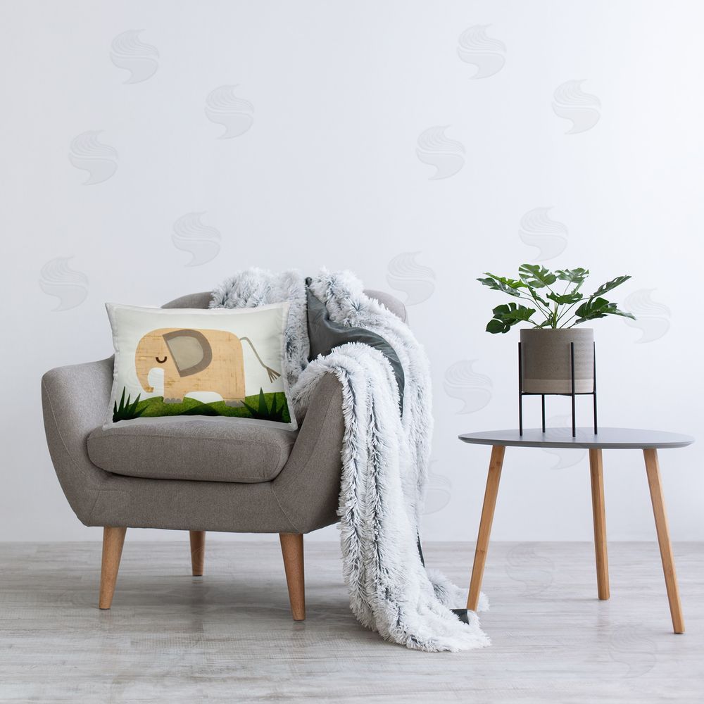 Jenny Westenhofer Cozy Corner Elephant Printed Plush Polyester Throw Pillow On Chair