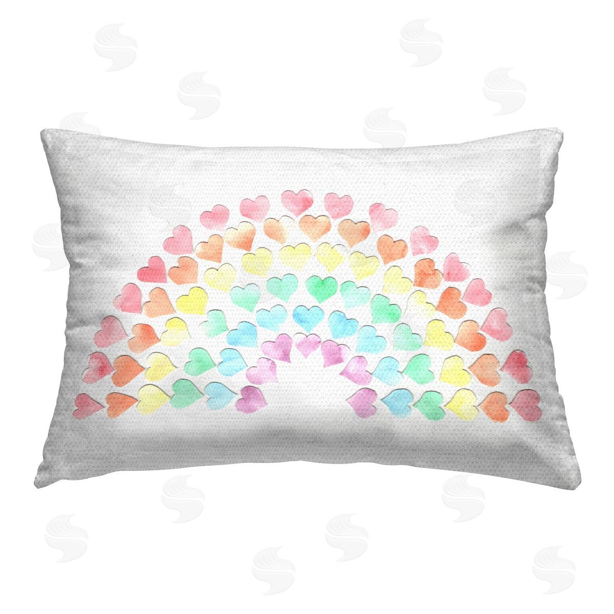 Connie Resch Rainbow of Hearts Outdoor Quick-Dry Polyester Printed Throw Pillow