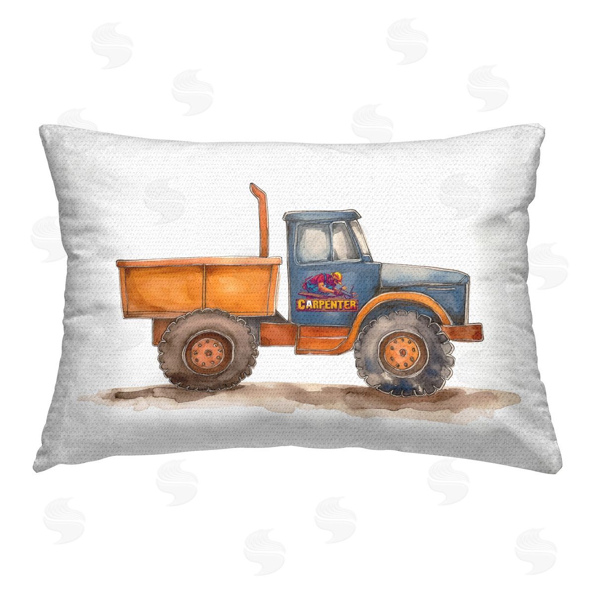 Steve Hunziker Carpenter Construction Truck Outdoor Quick-Dry Polyester Printed Throw Pillow