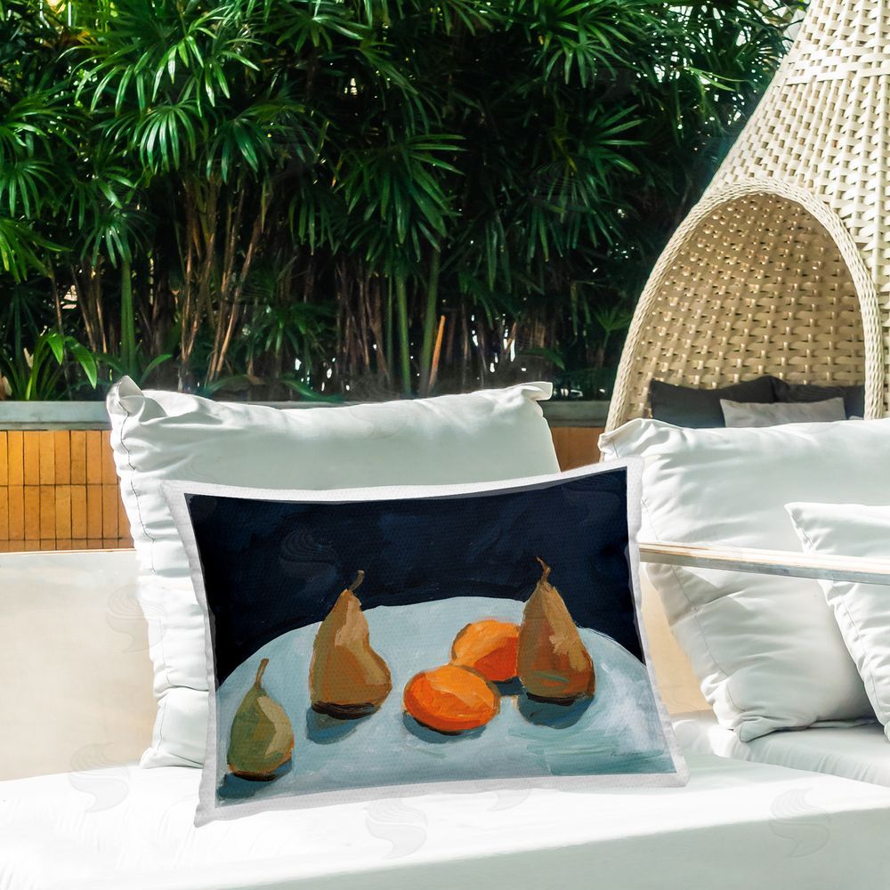 Pamela Munger Pear & Orange Outdoor Quick-Dry Polyester Printed Throw Pillow in Back Yard