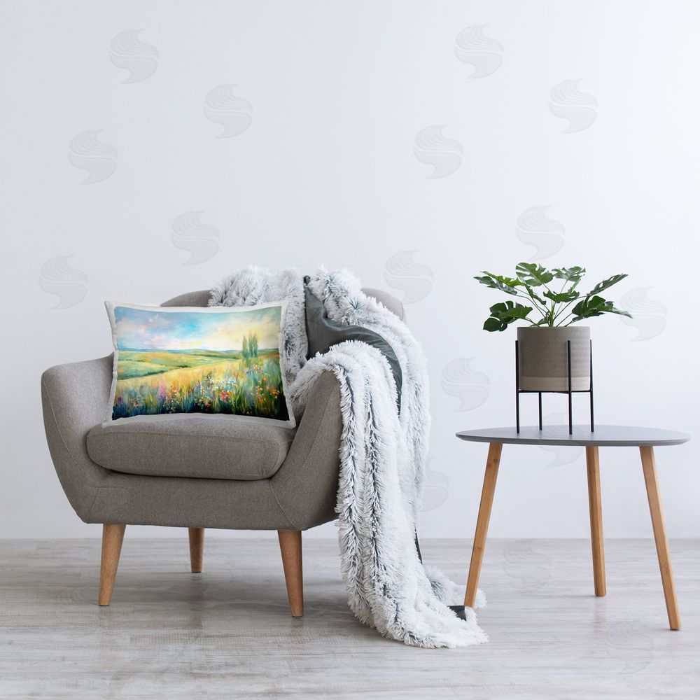 Ramona Murdock Lush Prairie Paradise Printed Plush Polyester Throw Pillow On Chair