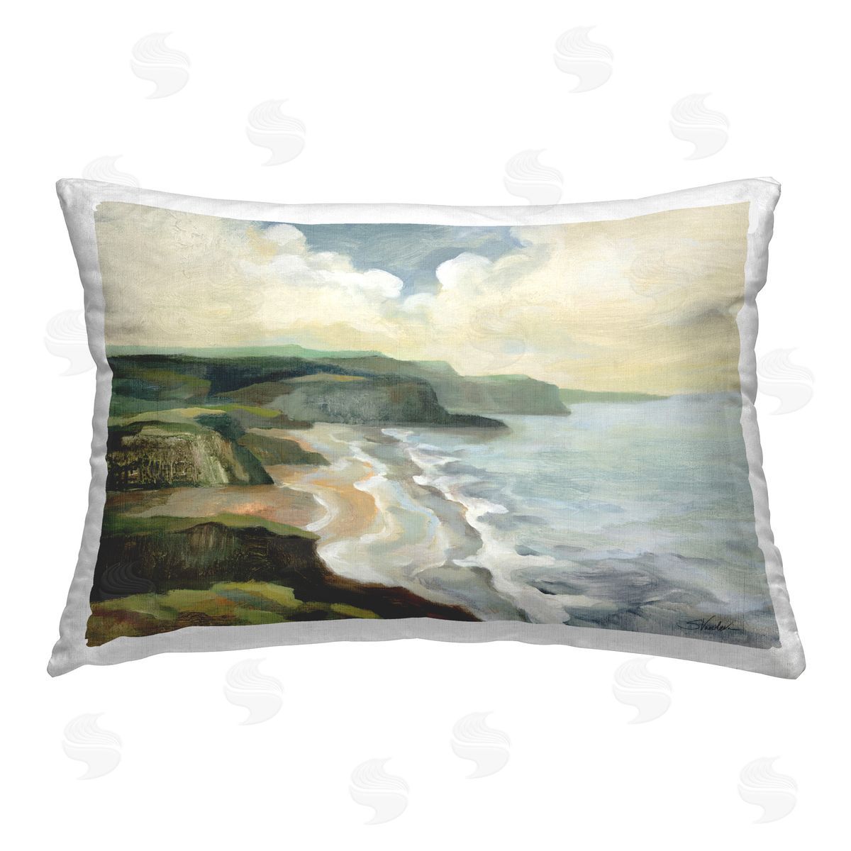 Silvia Vassileva Irish Coast Cliffs Printed Plush Polyester Throw Pillow