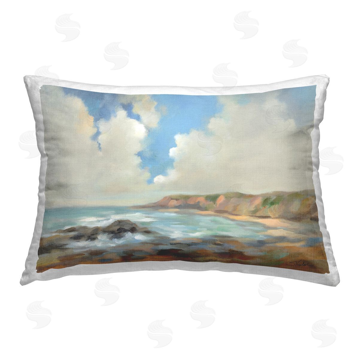 Silvia Vassileva California Coast Cliffs Printed Plush Polyester Throw Pillow