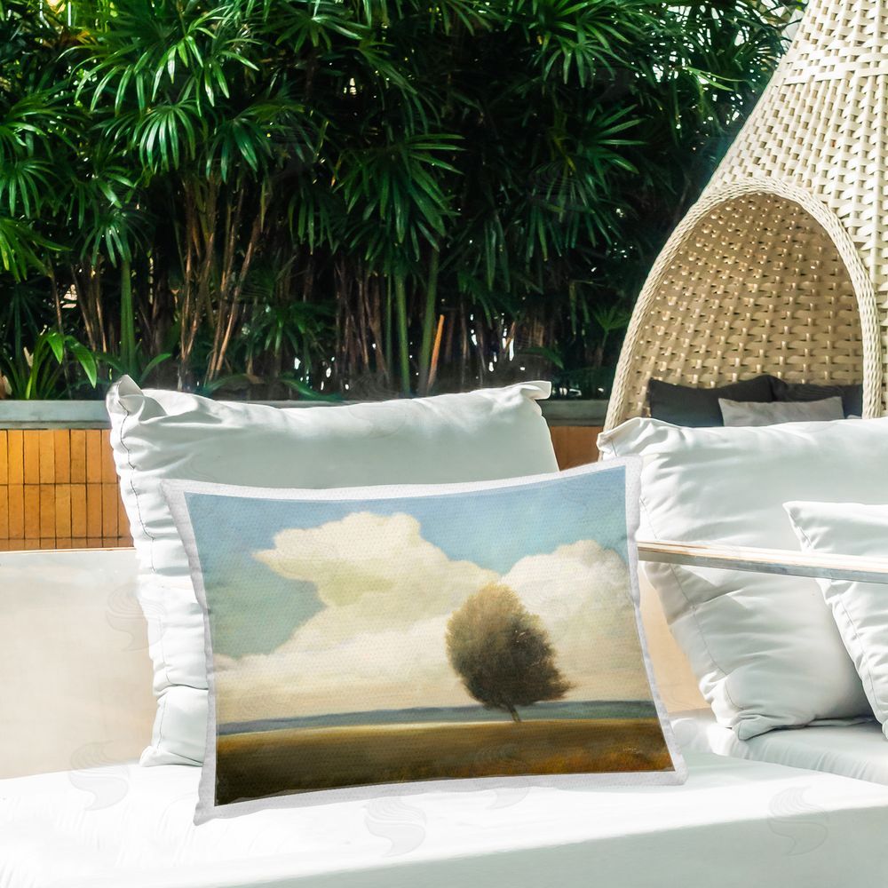 Wellington Studio Windblown Tree Landscape Outdoor Quick-Dry Polyester Printed Throw Pillow in Back Yard