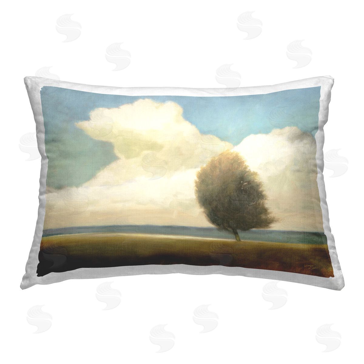 Wellington Studio Windblown Tree Landscape Printed Plush Polyester Throw Pillow
