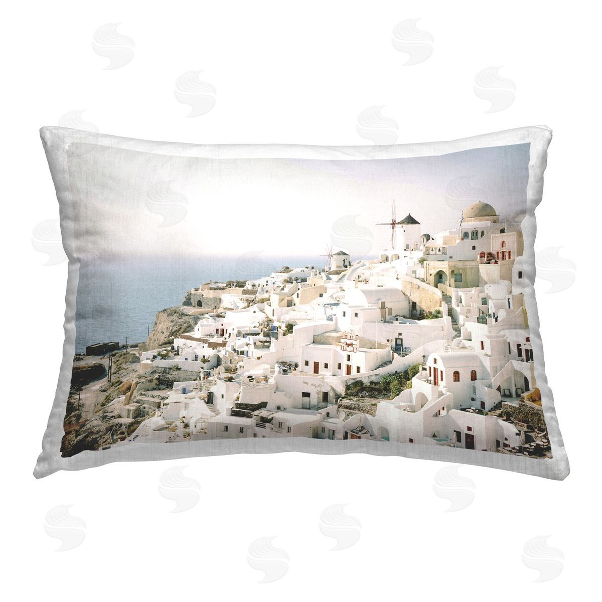 Justine Milton European Seaside City Printed Plush Polyester Throw Pillow
