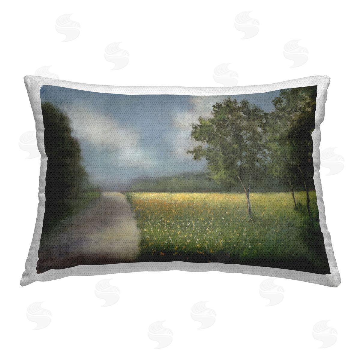 David Swanagin Traditional Country Road Outdoor Quick-Dry Polyester Printed Throw Pillow