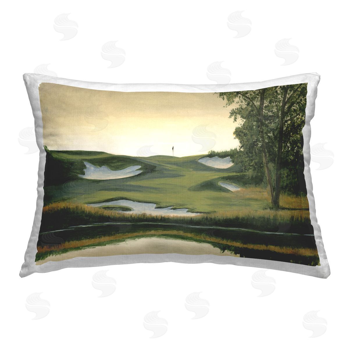 Michael Willett Golf Course Terrain Printed Plush Polyester Throw Pillow