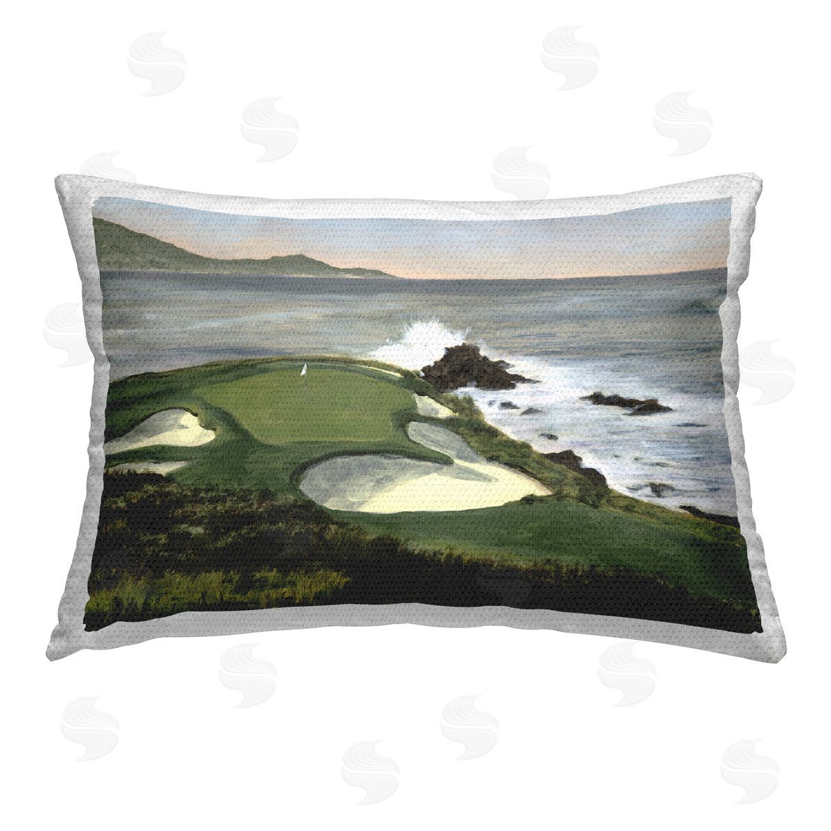 Michael Willett Coastal Golf Course Outdoor Quick-Dry Polyester Printed Throw Pillow