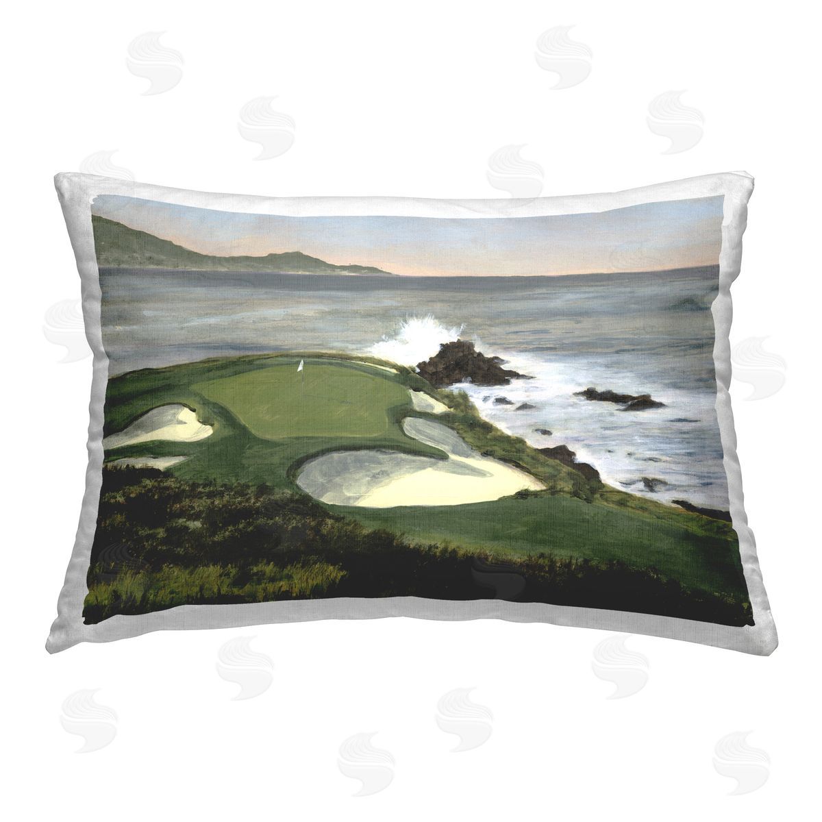 Michael Willett Coastal Golf Course Printed Plush Polyester Throw Pillow