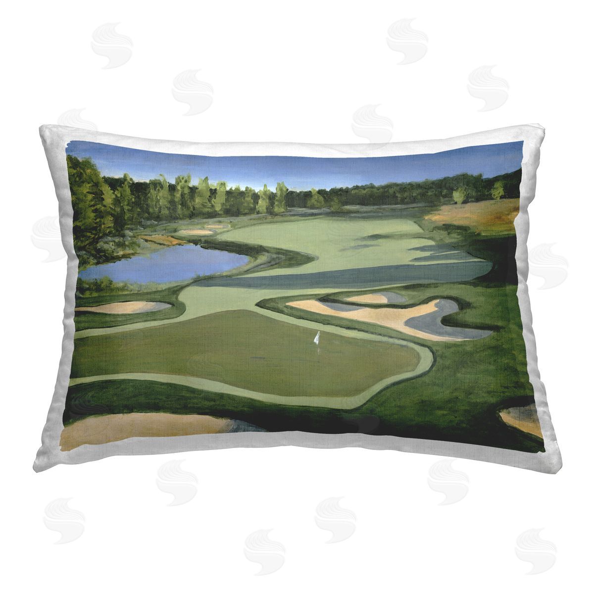 Michael Willett Traditional Golf Course Printed Plush Polyester Throw Pillow