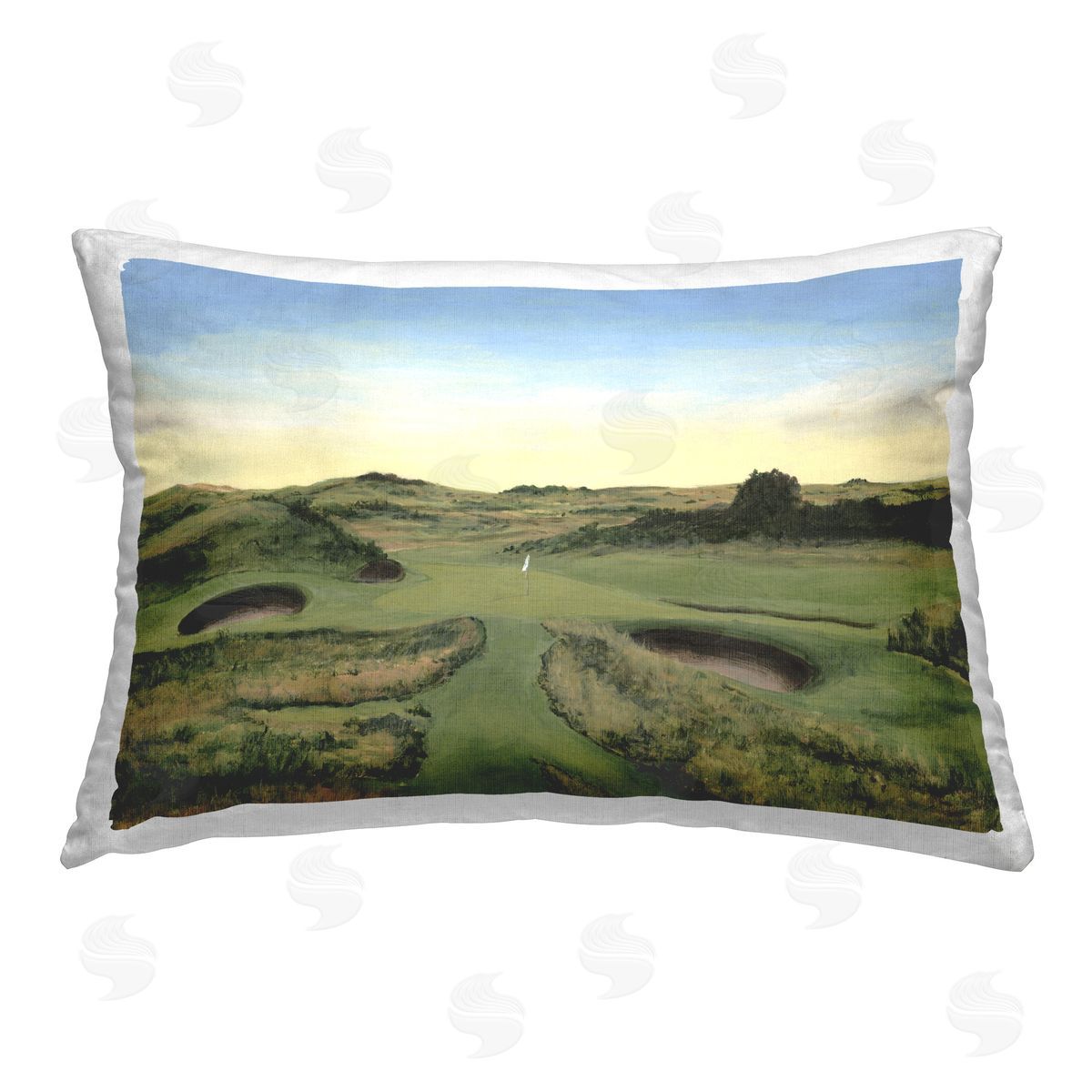 Michael Willett Golf Field Landscape Printed Plush Polyester Throw Pillow