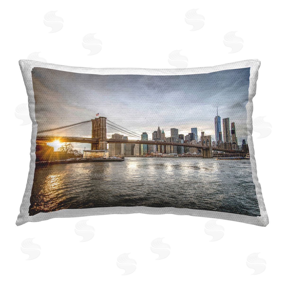 Murray Bolesta Bridge Spanning Cityscape Outdoor Quick-Dry Polyester Printed Throw Pillow