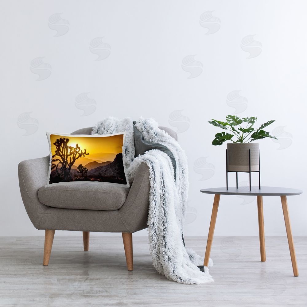 Murray Bolesta Glowing Desert Sunset Printed Plush Polyester Throw Pillow On Chair