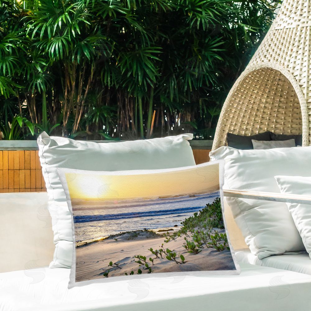 Murray Bolesta Beach Sand Dunes Outdoor Quick-Dry Polyester Printed Throw Pillow in Back Yard