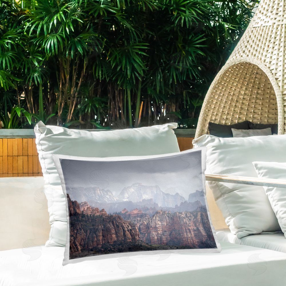Hunter Page Photography Zion National Park Outdoor Quick-Dry Polyester Printed Throw Pillow in Back Yard