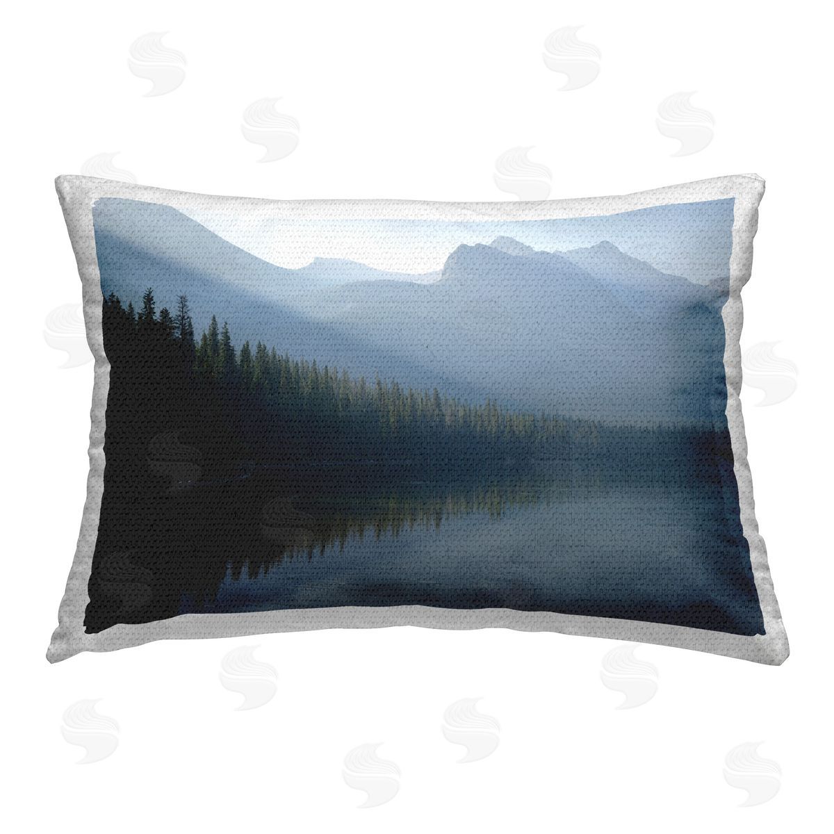 Hunter Page Photography Foggy Lakeside Trees Outdoor Quick-Dry Polyester Printed Throw Pillow