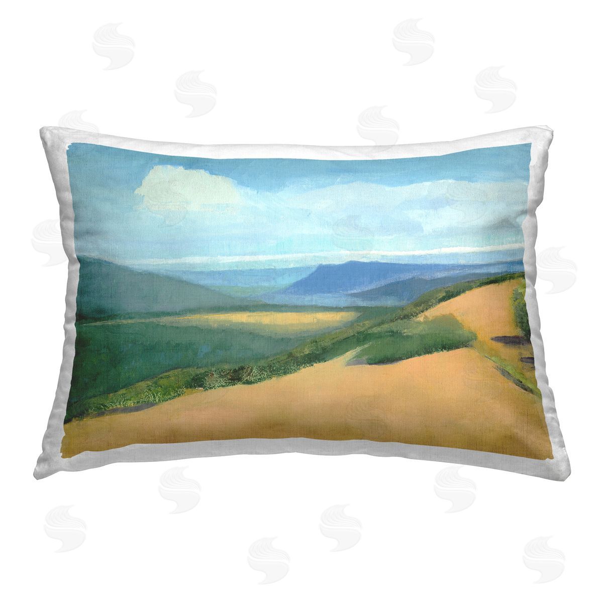 Dita Jacobovitz Vast Farm with Clear Sky Printed Plush Polyester Throw Pillow