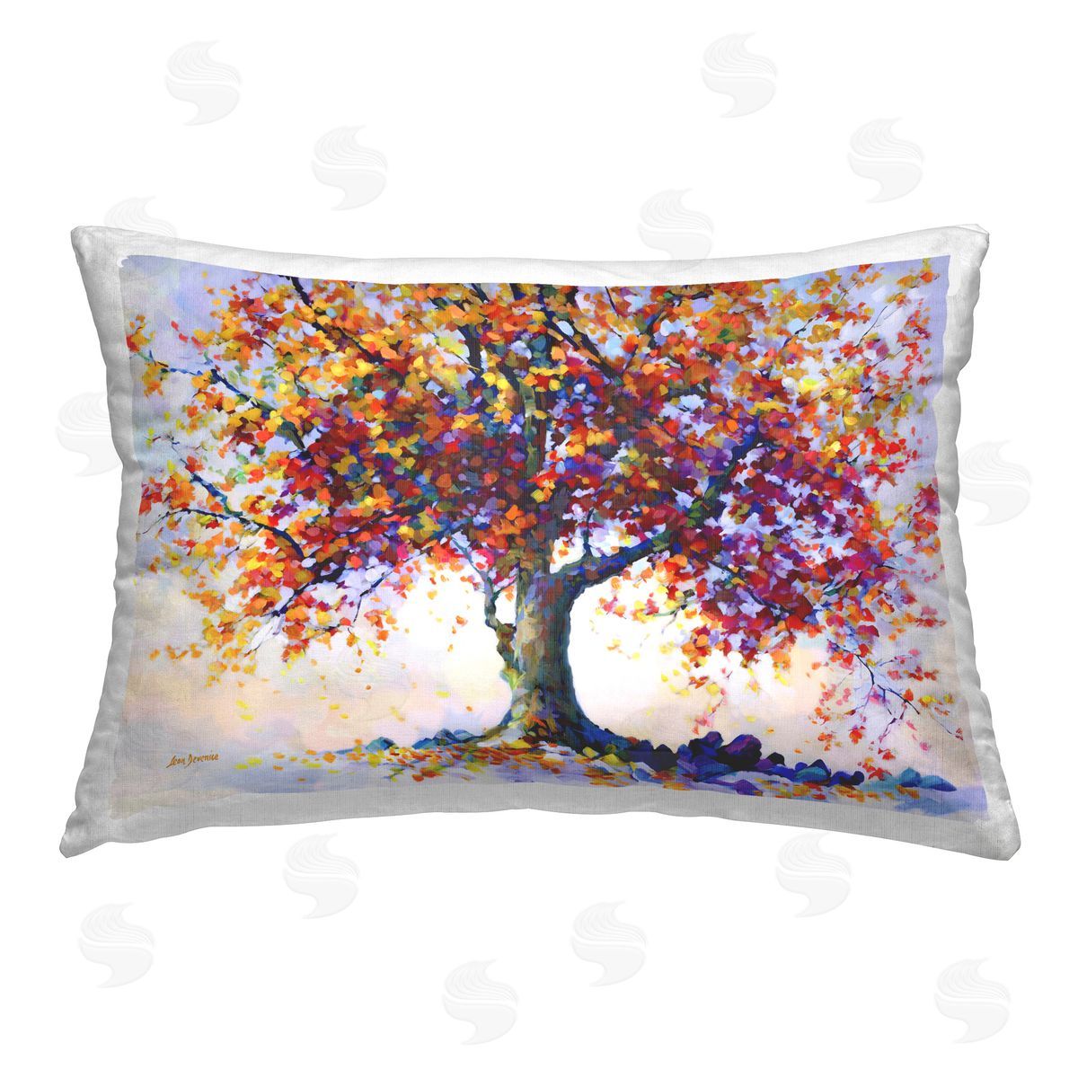 Leon Devenice Heartfelt Hues Tree Printed Plush Polyester Throw Pillow