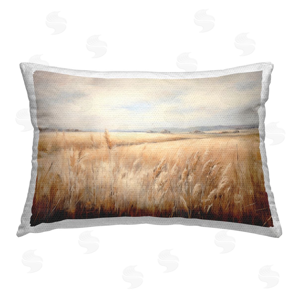 Petal Prints Design Vast Wheat Field Outdoor Quick-Dry Polyester Printed Throw Pillow