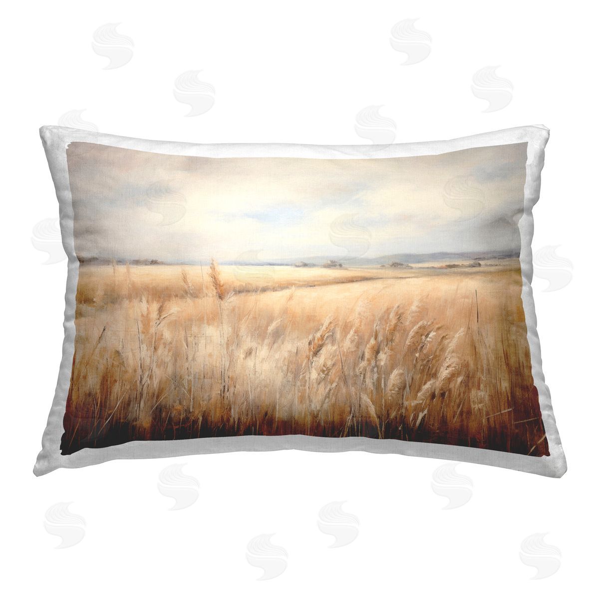 Petal Prints Design Vast Wheat Field Printed Plush Polyester Throw Pillow