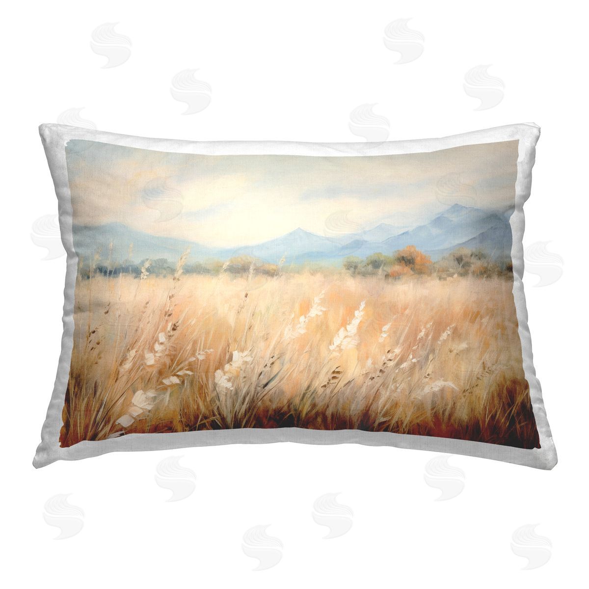 Petal Prints Design Wheat Field Landscape Printed Plush Polyester Throw Pillow